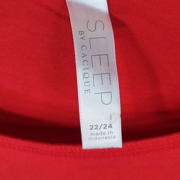 Cacique Sleep Shirt Christmas Red SZ 22 24 'Tis the Season to be Sleepy Holiday - Picture 5 of 6